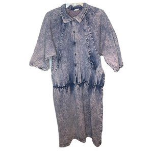 vintage oops california denim dress size Large blue jean purple acid wash 90s